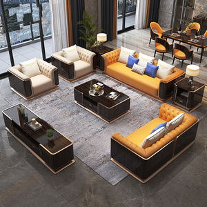 Ensemble de canapés italiens en cuir de haute qualité sectionnels de 1 2 3 places pour salon moderne - Product Image 3