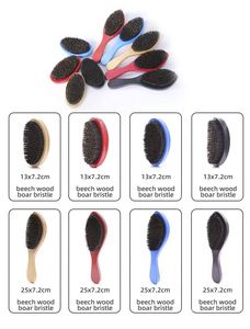 Brosse à cheveux en bois courbée en forme de vague, 100% poils de sanglier, vente en gros - Product Image 4