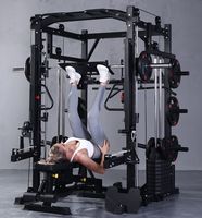 Équipement de Fitness à Domicile Cadre de Squat Profond Smith Machine Maison Rack Cage à Puissance Multifonctionnel Rack à Squat Machine à Câbles Croisés