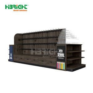 Librairie et support de supermarché en métal super léger double face sur mesure avec décoration en bois pour la papeterie et l'affichage de livres - Product Image 4