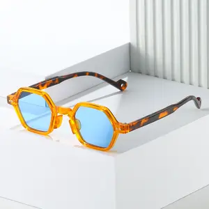 Sunway Eyewear thời trang 2024 người đàn ông cổ điển phụ nữ nhỏ hình lục giác vuông hình UV400 Retro Kính mặt trời Kính mát