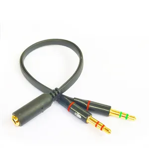 3 poles 2 in 1 2in1 audio aux earphone adapter connector 2in1 3.5mm audio microphone adapter 2 males to 1 female for computer