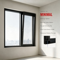 Ventana Abatible y Giratoria de Aluminio de Lujo con Ahorro de Energía, Triple Sellado con Junta EPDM, Rendimiento Superior de Insonorización para Apartamentos y Hoteles