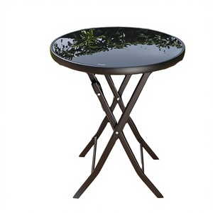 Modern Metal <b>Round</b> <b>Outdoor</b> Folding <b>Table</b> with Folding Legs Portable for Hotel Events & Patio Use - Product Image 2