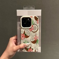 Coque de téléphone portable en cuir antichoc style été noix de coco pour iPhone 14 18 16 17 Pro Max, coque arrière souple
