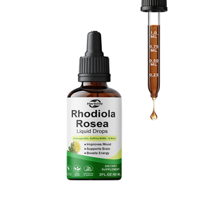 Gouttes liquides OEM de Rhodiola Rosea, Ashwagandha, Safran et extrait de SAMe – Soutien pour l'humeur, le cerveau et l'énergie – Complément alimentaire végétalien - Product Image 2