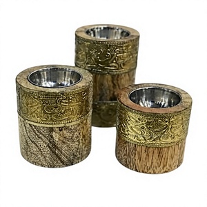 Highest Quality Bakhoor Burner Set Of Three Wooden And Metal Islamic Work Bakhoor Burner For Home Use - Product Image 1