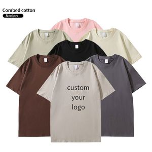 เสื้อยืดคอตตอนหนาน้ำหนัก 230 กรัม พิมพ์โลโก้ได้ตามต้องการ ไซส์ใหญ่พิเศษ เสื้อยืดผู้ชาย คอตตอน 100% เสื้อยืดโอเวอร์ไซส์เรียบง่าย สไตล์ลำลอง - Product Image 1