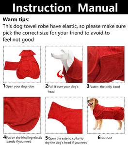 معطف تجفيف الكلاب, معطف تجفيف الكلاب وفوطة الحمام الممتصة للرطوبة والجافة للحيوانات الأليفة بسرعة الجرو الصغير أكسسوارات الاستحمام - Product Image 6
