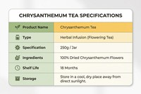 Thé de chrysanthème en vrac personnalisé sous marque privée 150g, service OEM, thé aux herbes séchées, durée de conservation 18 mois