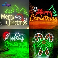 Bande lumineuse LED néon 3D « Joyeux Noël » en écriture cursive, alimentée par USB, pour décorations de fêtes et événements.