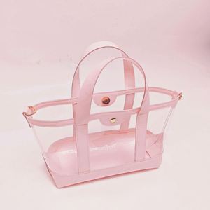 กระเป๋าโท้ทใสสำหรับฤดูร้อน แบบกำหนดเองได้ แฟชั่นสำหรับผู้หญิง กระเป๋าถือ PVC สำหรับเดินทางไปเที่ยวชายหาด กันน้ำ ปิดด้วยแม่เหล็ก - Product Image 5