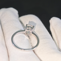 Bague élégante en argent massif plaqué rhodium avec moissanite ovale VVS, bijoux fins, pour femmes et filles, cadeau, testeur de diamant