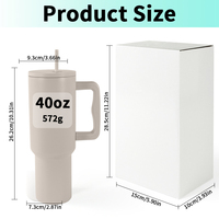 Mug kopi berlapis bubuk 40oz, Tumbler Stainless Steel terisolasi vakum dinding ganda dengan tutup pegangan