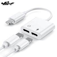 Shenzhen White adaptor kabel Data 2-in-1 2-in-1 bercahaya USB dengan TPE FMC Aux Jack Earphone 2-in-1 kabel Data"