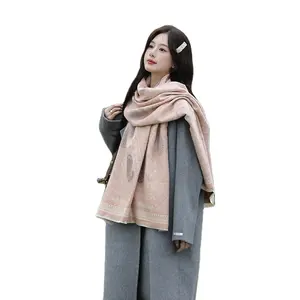 Nuevos chales gruesos largos y cálidos para mujer, bufanda de invierno de diseñador de satén de alta calidad de Cachemira