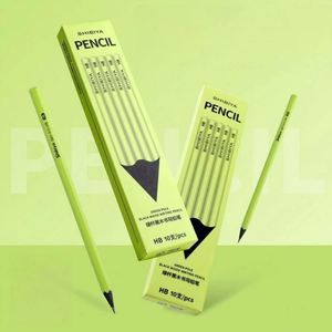 Black Wood Pencil with Green Barrel Promotional Children's Pencils Wholesale <b>Boxed</b> Premium Pencils with Custom logo for Schools - Product Image 2