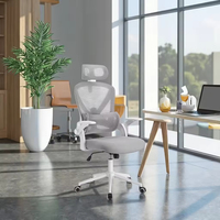 Chaise de bureau ergonomique de direction pivotante à dossier haut en maille grise, réglable en hauteur, confortable et contemporaine de luxe