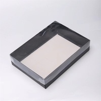 IMEE Grande Boîte d'Emballage Traiteur Cadeau avec Couvercle Transparent, Base Blanche, Dorée ou Noire, Pliable pour Collations, Desserts et Charcuterie