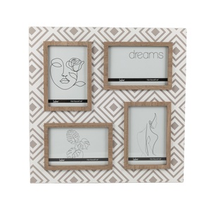 Chất lượng cao Thiết kế độc đáo hình chữ nhật vuông Wall Mount 4-Opening 4x6 gỗ cắt dán khung ảnh - Product Image 1