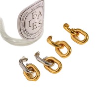 Anting-anting Gaovo Trendy Unik Geometris Double Hoop Dua Warna Lapisan Emas 18K Anti Karat dari Baja Tahan Karat - Hadiah