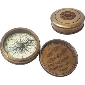 Alfa Nautical Brass & Leather Foldable Pocket <b>Compass</b> 2 Inches Analog Hiking Camping Outdoor Use Portable Pointing Guide - Product Image 1