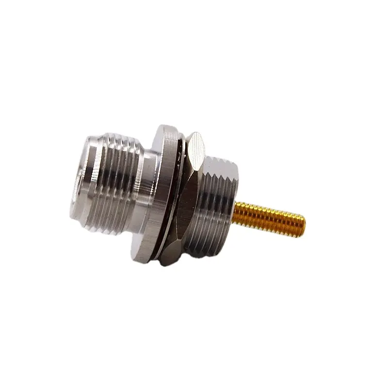 N Type Female Front Bulkhead Rf Coaxial Connector With Extended 12.5mm M*4 Thread Pin
