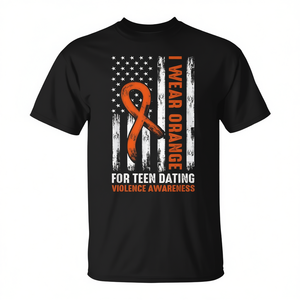 Camiseta Naranja con Lazo para Adolescentes, Ropa Promocional para la Concientización sobre la Violencia en las Relaciones de Pareja - Product Image 2