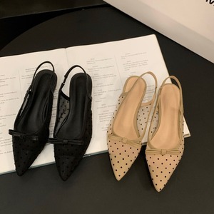 Factory Wholesale Low Heel Bow Bun Head Fairy Shoes New Summer Mesh Breathable Flat Shoe Women - Product Image 2