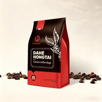 Sachet à café à fond plat imprimé sur mesure avec valve et fermeture éclair, sac en aluminium anti-odeur pour grains torréfiés et vente au détail