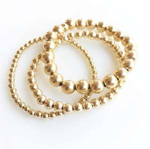 Bracelet en acier inoxydable argenté et doré pour femmes, personnalisable, extensible, cordon élastique, petit bracelet en perles dorées simples de 4 mm, vente <span class=keywords><strong>chaude</strong></span> - Product Image 4