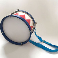 Tambourin pour enfants à double face de 8 pouces, instrument de percussion avec baguettes et sangle réglable, jouet musical pour enfants