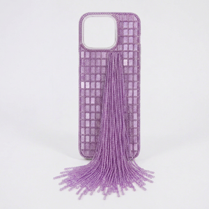 Funda de Teléfono de Lujo Hecha a Mano con Cuentas de Semillas y Base de Algodón, con Detalle de Borlas Bordadas, Coleccionable Artístico - Product Image 1