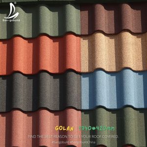 Tuile de toiture en métal revêtue de pierre Golan, durable, ignifuge, pour bâtiments commerciaux - Product Image 3