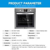 Four à gaz encastrable en acier inoxydable 71L 66L avec brûleurs supérieurs et inférieurs pour cuisine domestique, cuisson et pâtisserie, directement de l'usine