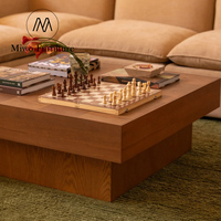 Table basse moderne en chêne massif avec plateau en parquet, table rectangulaire pour salon, table à thé en bois pour la maison et l'hôtel
