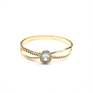 Fashion Bangle 316L Stainless Steel PVD Gold Plating <b>Crystal</b> Center Stone Elegant Women's Jewelry Accessory - Product Image 2