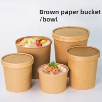 Bol Déjeuner en Papier à Impression Personnalisée, Bols à Soupe Jetables 24oz, Bols à Salade en Papier Kraft Alimentaire avec Couvercle
