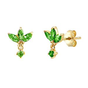 Pendientes de latón, pendientes de oro con colgante de circón verde Simple a la moda para mujer, Hainon <span class=keywords><strong>2084</strong></span> - Product Image 4