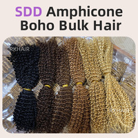 Extensiones de Cabello Humano Virgen Remy Brasileño de Primera Calidad, Sin Procesar, Doble Trama, Punta en V de Dos Puntas, Rizado, Estilo Boho, a Granel