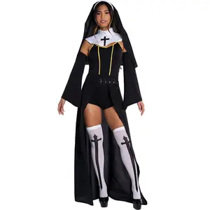 时尚性感万圣节修女角色扮演服装女士舞台服装吸血鬼修女服装套装嘉年华玛丽亚