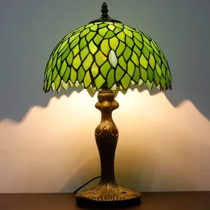 12X18 Inches Stained Glass Bedside Reading Desk Lights Green Wisteria Decor Style Tiffany Table Lamp Wholesale Factory Light