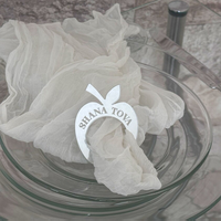 Table Miroir Or Argent Judaica Pomme Grenade Pâque Juive Hannukah Nouvel An Décor Hashanah Acrylique Serviette Anneaux Titulaire