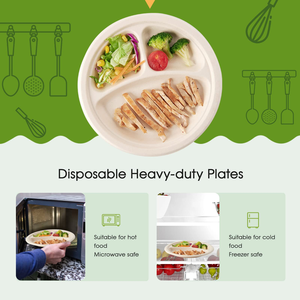 7Inch Round Biodegradable <b>Disposable</b> Compostable Fast Food Dishes <b>Plates</b> Sugar Bagasse Pulp Paper <b>Plate</b> - Product Image 5