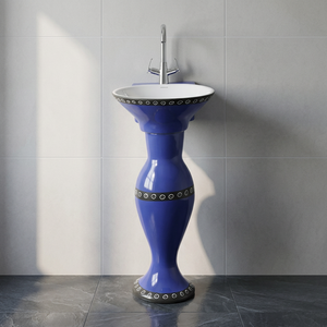 Vasque sur pied en céramique de porcelaine rouge en forme de dauphin Vistaar, articles sanitaires design pour usage hospitalier - Product Image 2