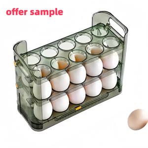 Porta uova in acrilico con vassoio ribaltabile a 3 livelli griglia per animali domestici 30 conteggi organizzatore per frigorifero flessibile salvaspazio per conservare uova di pollo fresche - Product Image 2