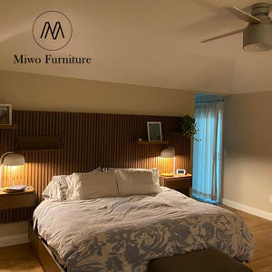 Appartement moderne avec chambre à coucher cadre de couleur noyer lit double hôtel king size panneau <span class=keywords><strong>latte</strong></span> chêne socle de la reine lit sans tête - Product Image 3