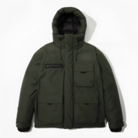 Veste d'hiver pour homme de style classique haut de gamme avec logo brodé, imperméable, à capuche, épaisse et résistante au froid