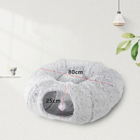 Lit tunnel pour chat ZMaker avec tapis central, lit tunnel pliable en peluche pour chat avec coussin, jouets tunnel pour chat