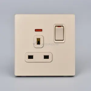 T2 Myanmar Ghana Nigeria multi socket wall sockets tempered glass golden 1gang 13amps socket